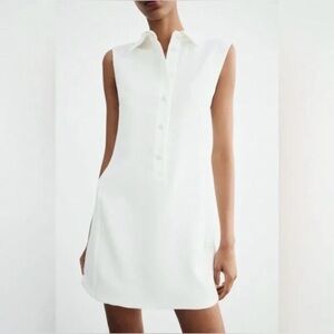 Zara Mini Shirtdress in Oyster White size Small